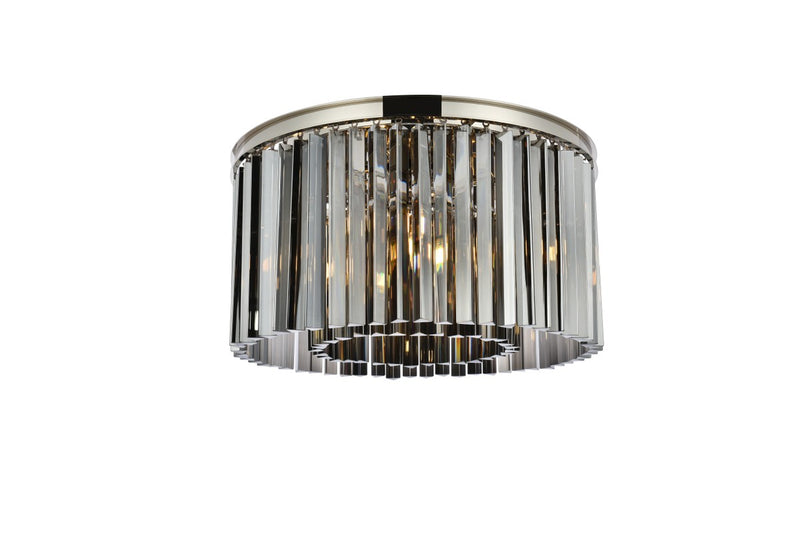 Sydney 8-Light Flush Mount in Polished Nickel with Silver Shade (Grey) Royal Cut Crystal