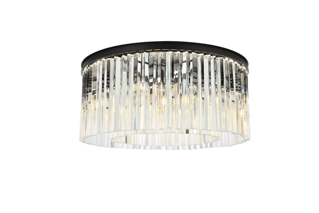 Sydney 8-Light Flush Mount in Matte Black with Clear Royal Cut Crystal