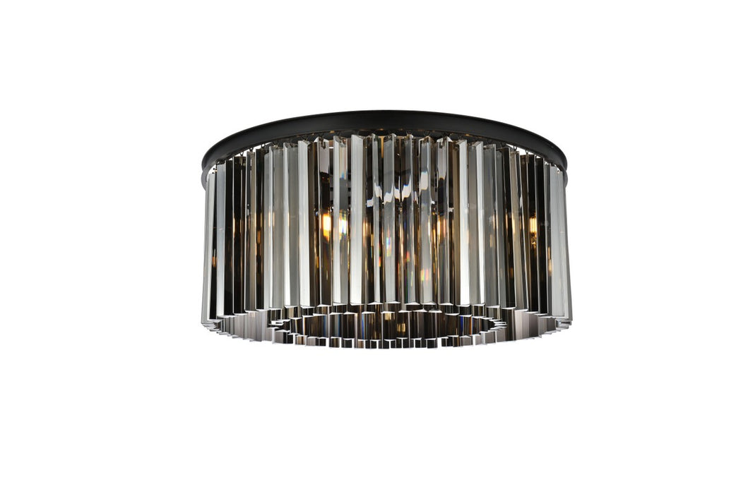 Sydney 8-Light Flush Mount in Matte Black with Silver Shade (Grey) Royal Cut Crystal