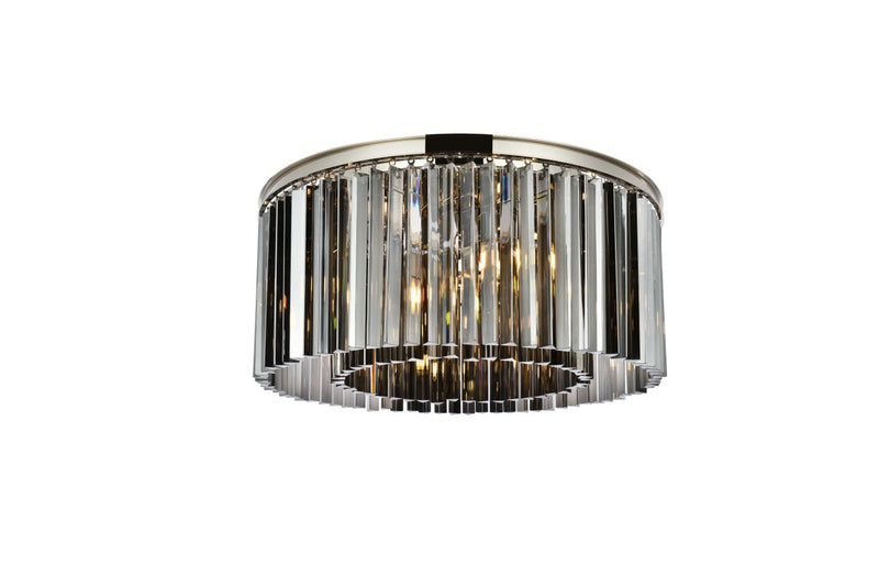 Sydney 8-Light Flush Mount in Polished Nickel with Silver Shade (Grey) Royal Cut Crystal