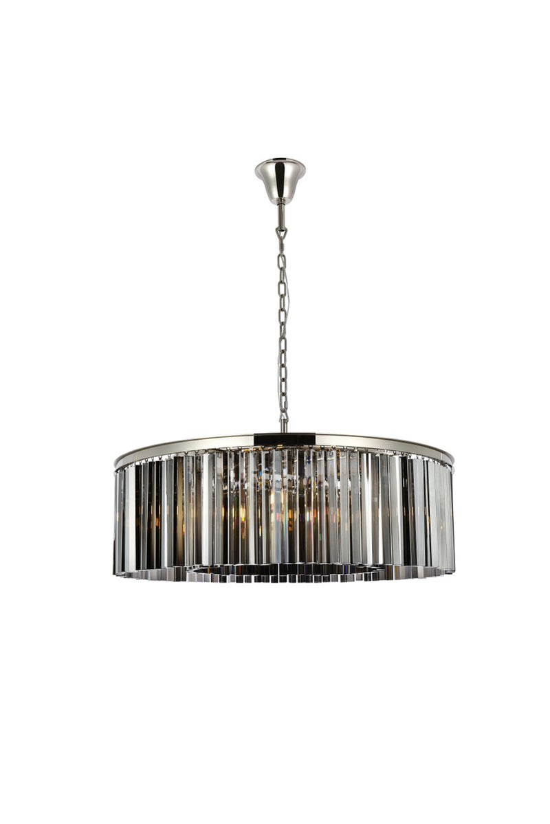 Sydney 10-Light Chandelier in Polished Nickel with Silver Shade (Grey) Royal Cut Crystal