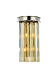 Sydney 2-Light Wall Sconce in Polished Nickel with Golden Teak (Smoky) Royal Cut Crystal