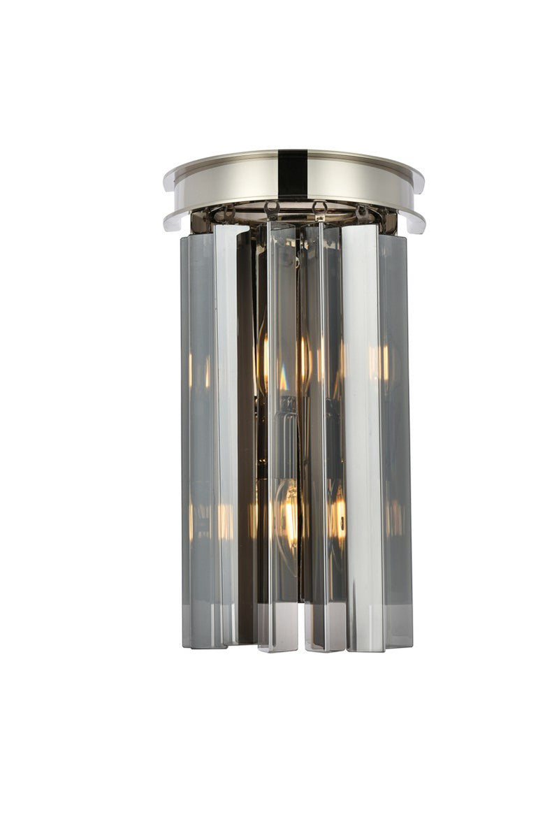 Sydney 2-Light Wall Sconce in Polished Nickel with Silver Shade (Grey) Royal Cut Crystal