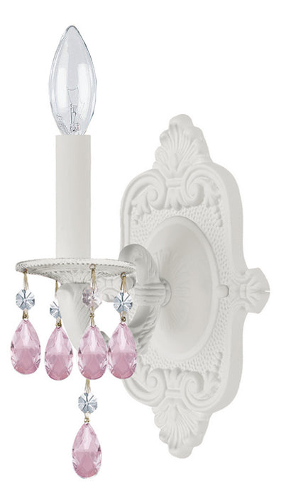 Paris Market 1 Light Wall Mount in Wet White with Rose Colored Hand Cut Crystal