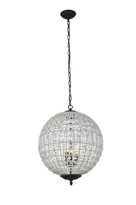 Olivia 3-Light Pendant in Dark Bronze with Clear Royal Cut Crystal