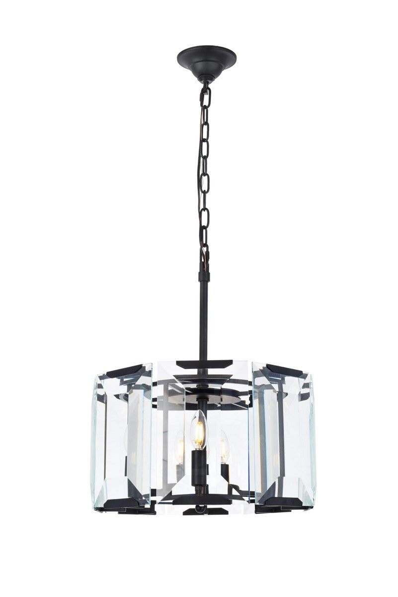 Monaco 4-Light Pendant in Flat Black (Matte) with Clear Glass