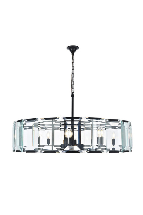 Monaco 10-Light Chandelier in Flat Black (Matte) with Clear Glass