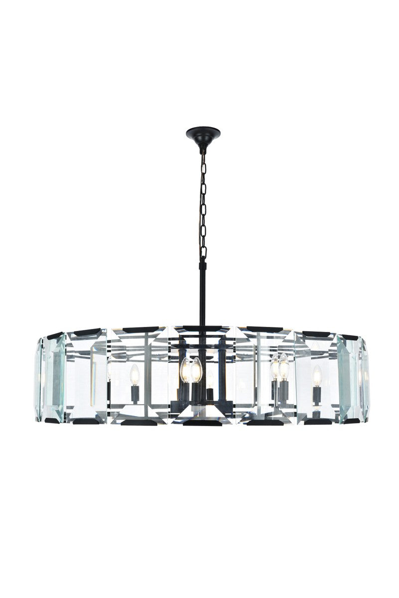 Monaco 10-Light Chandelier in Flat Black (Matte) with Clear Glass
