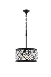 Madison 4-Light Pendant in Matte Black with Clear Royal Cut Crystal
