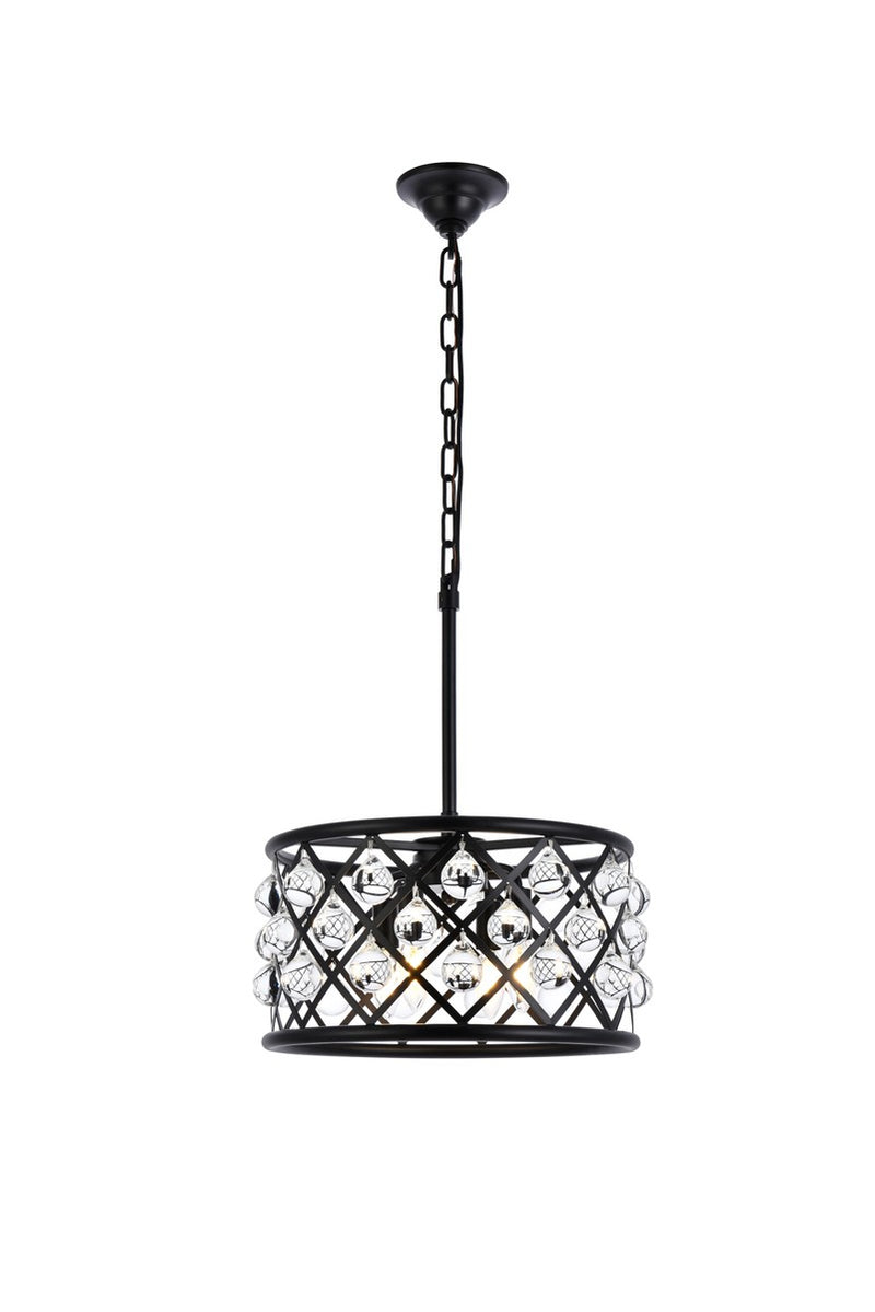 Madison 4-Light Pendant in Matte Black with Clear Royal Cut Crystal