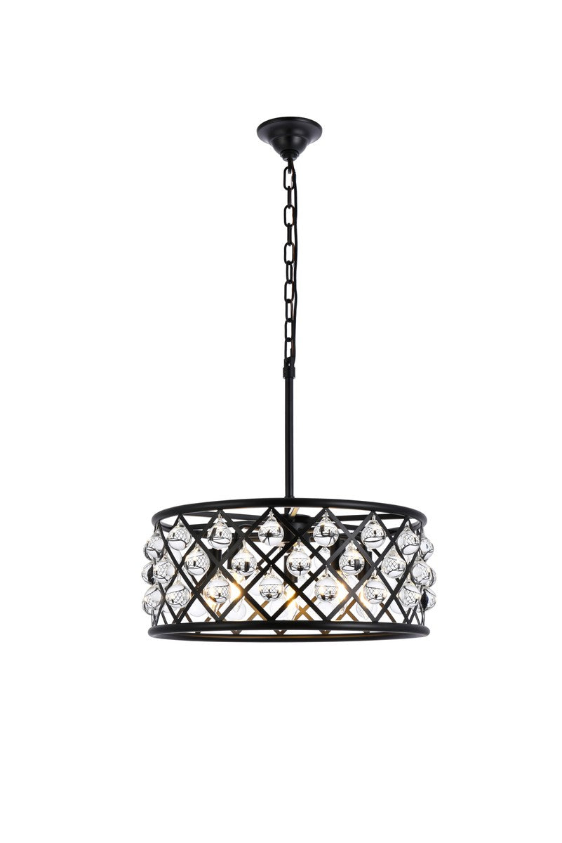 Madison 5-Light Pendant in Matte Black with Clear Royal Cut Crystal