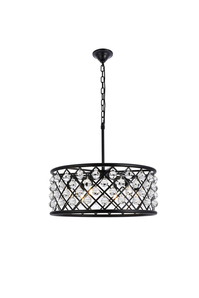 Madison 6-Light Chandelier in Matte Black with Clear Royal Cut Crystal