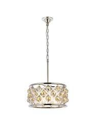 Madison 4-Light Pendant in Polished Nickel with Golden Teak (Smoky) Royal Cut Crystal
