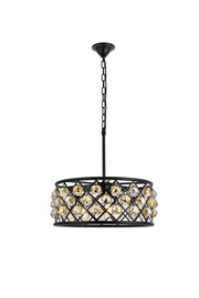 Madison 5-Light Chandelier in Matte Black with Golden Teak (Smoky) Royal Cut Crystal