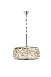 Madison 5-Light Chandelier in Polished Nickel with Golden Teak (Smoky) Royal Cut Crystal