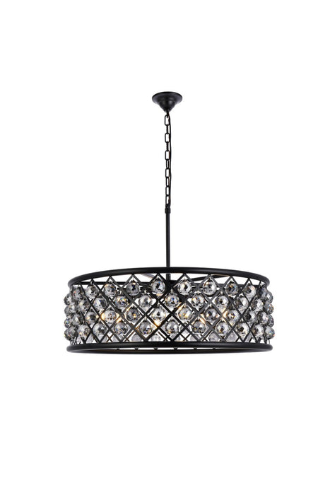 Madison 8-Light Chandelier in Matte Black with Silver Shade (Grey) Royal Cut Crystal