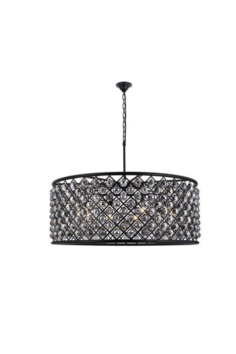 Madison 10-Light Chandelier in Matte Black with Silver Shade (Grey) Royal Cut Crystal