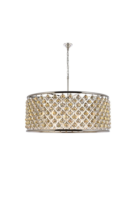 Madison 10-Light Chandelier in Polished Nickel with Golden Teak (Smoky) Royal Cut Crystal