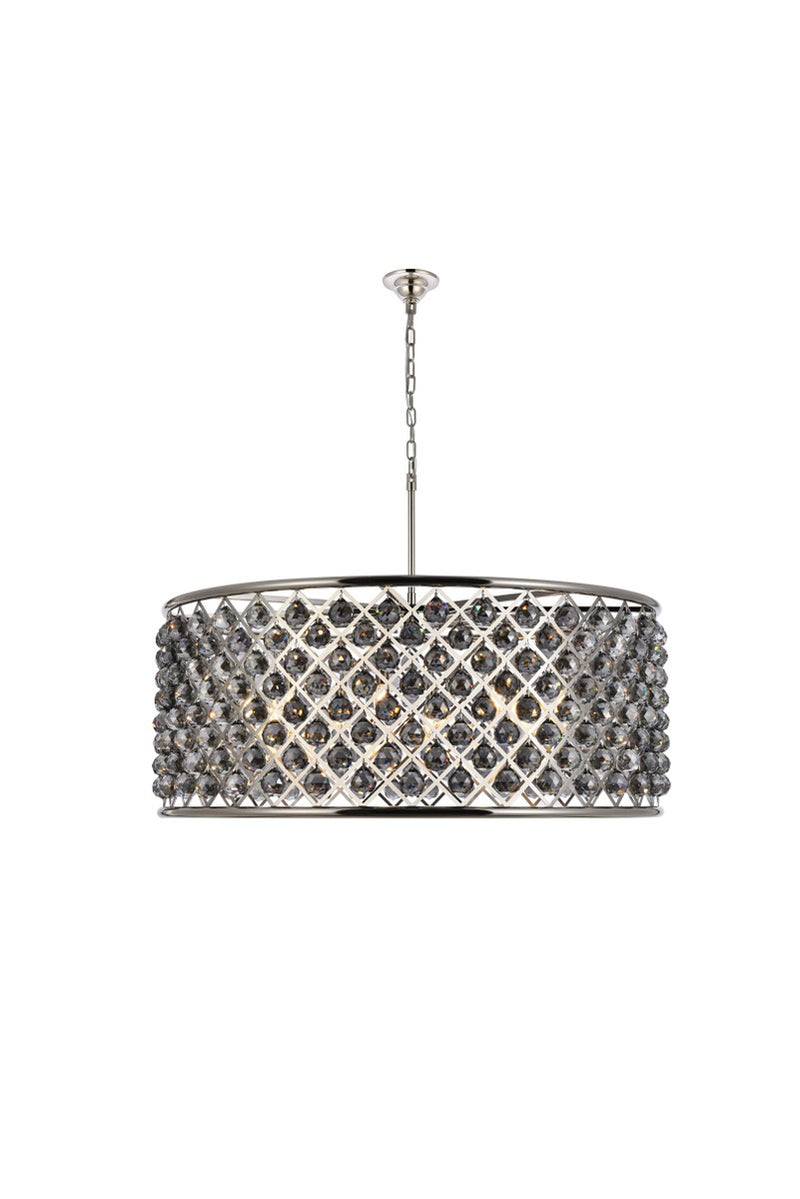 Madison 10-Light Chandelier in Polished Nickel with Silver Shade (Grey) Royal Cut Crystal
