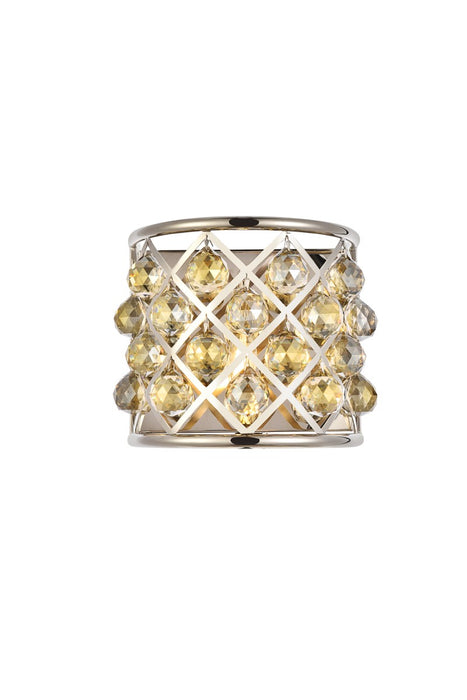 Madison 1-Light Wall Sconce in Polished Nickel with Golden Teak (Smoky) Royal Cut Crystal