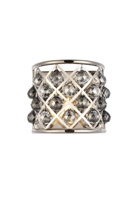 Madison 1-Light Wall Sconce in Polished Nickel with Silver Shade (Grey) Royal Cut Crystal