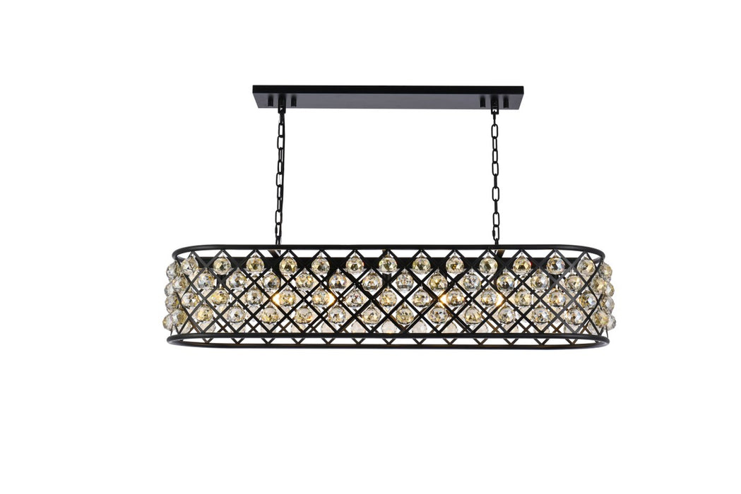 Madison 7-Light Chandelier in Matte Black with Golden Teak (Smoky) Royal Cut Crystal