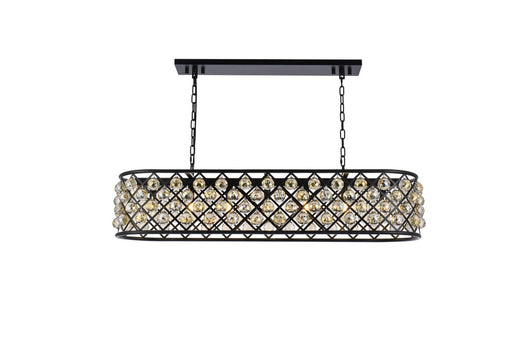 Madison 7-Light Chandelier in Matte Black with Golden Teak (Smoky) Royal Cut Crystal