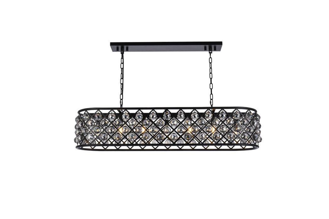 Madison 7-Light Chandelier in Matte Black with Silver Shade (Grey) Royal Cut Crystal