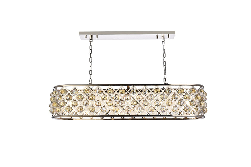 Madison 7-Light Chandelier in Polished Nickel with Golden Teak (Smoky) Royal Cut Crystal