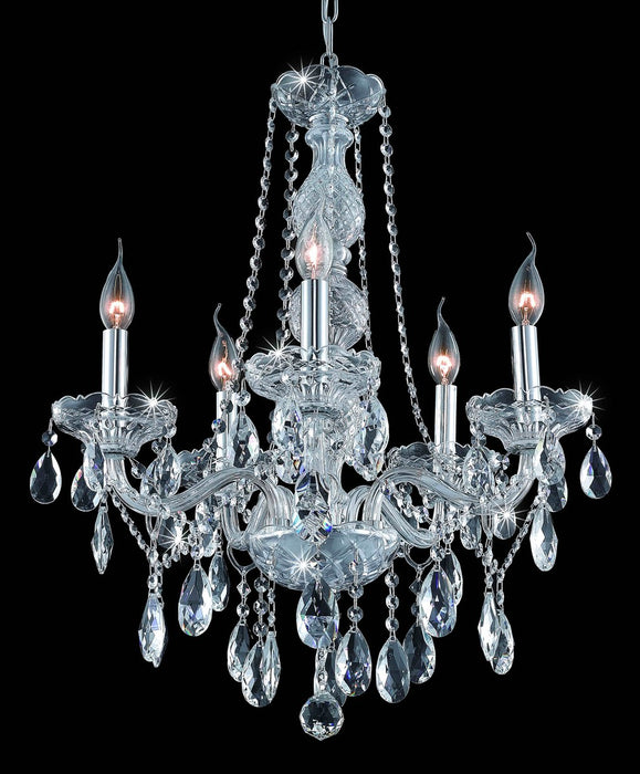 Verona 5-Light Chandelier in Chrome with Clear Royal Cut Crystal