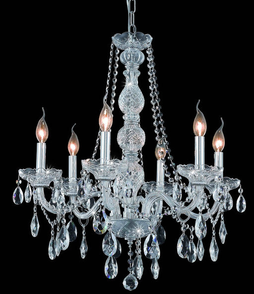 Verona 6-Light Chandelier in Chrome with Clear Royal Cut Crystal
