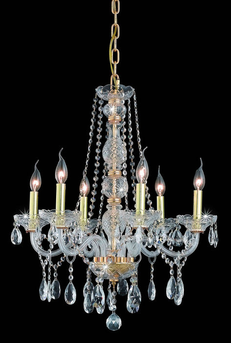 Verona 6-Light Chandelier in Gold with Clear Royal Cut Crystal