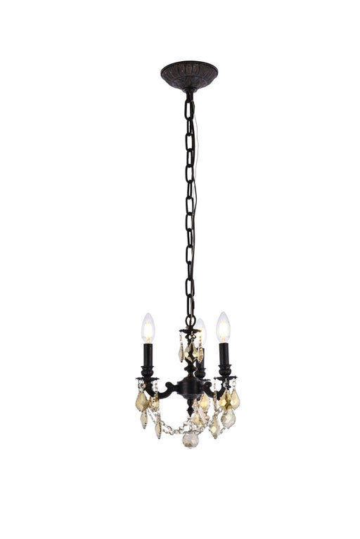 Lillie 3-Light Pendant in Dark Bronze with Clear Royal Cut Crystal