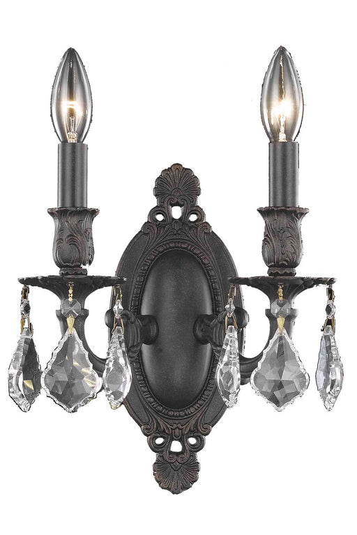 Rosalia 2-Light Wall Sconce in Dark Bronze with Clear Royal Cut Crystal