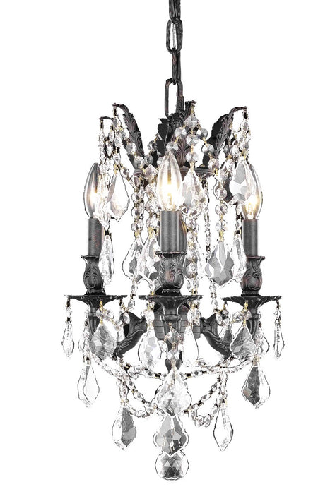 Rosalia 3-Light Pendant in Dark Bronze with Clear Royal Cut Crystal