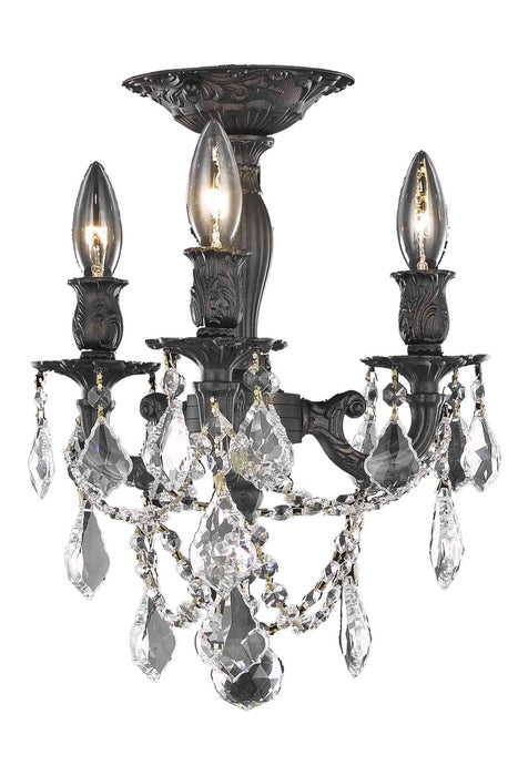 Rosalia 3-Light Flush Mount in Dark Bronze with Clear Royal Cut Crystal