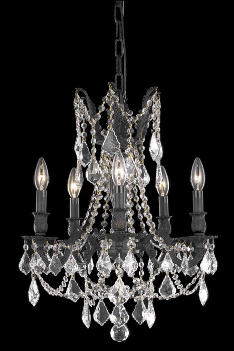 Rosalia 5-Light Pendant in Dark Bronze with Clear Royal Cut Crystal