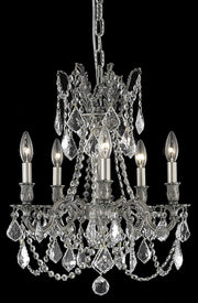 Rosalia 5-Light Pendant in Pewter with Clear Royal Cut Crystal