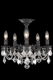Rosalia 5-Light Flush Mount in Dark Bronze with Clear Royal Cut Crystal