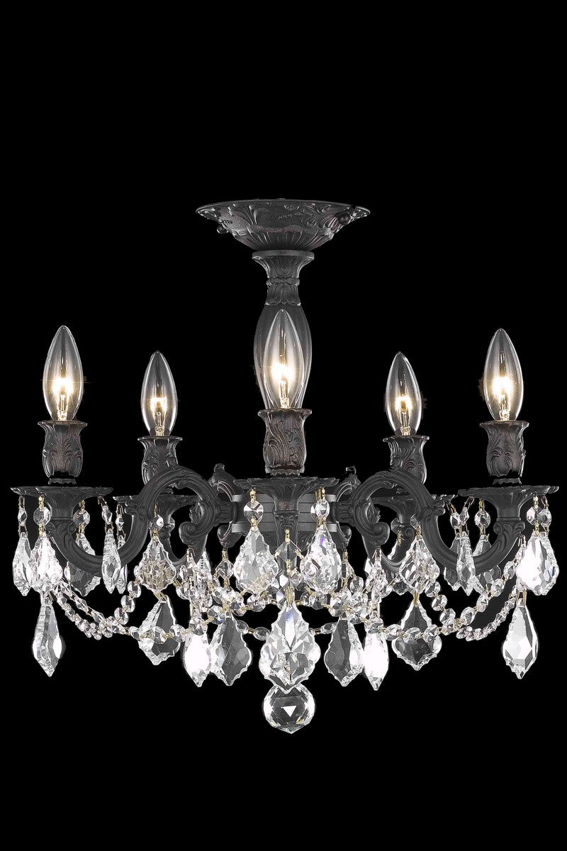Rosalia 5-Light Flush Mount in Dark Bronze with Clear Royal Cut Crystal