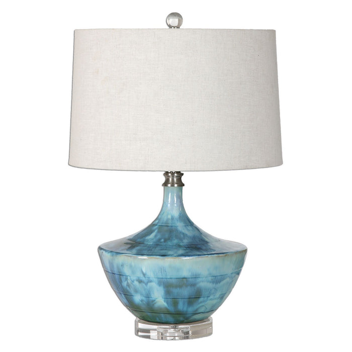 Uttermost's Chasida Blue Ceramic Lamp Designed by Jim Parsons