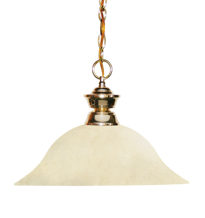 Shark 1 Light Pendant in Polished Brass with Golden Mottle Glass