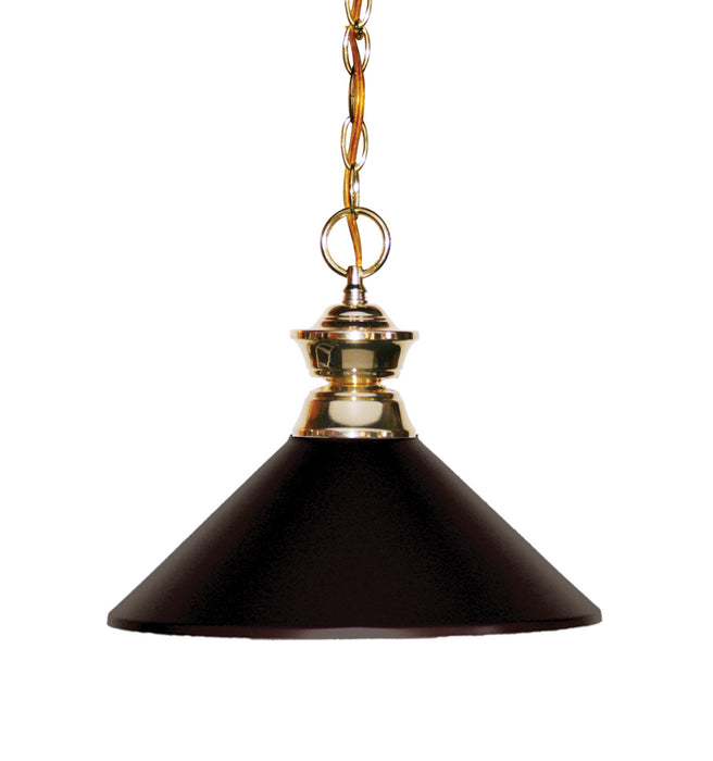 Shark 1 Light Pendant in Polished Brass with Bronze Shade