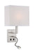Columbo Wall Sconce & Reading Lamp in Polished Steel Fabric Shade, E27 A 60W & LED 1W