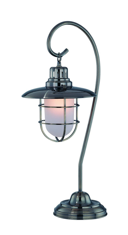 Lanterna Table Lamp in Antique Bronze Metal Lantern Glass Shade, E27 A 60W