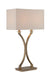Cruzito Table Lamp in Antique Bronze with White Fabric Shade, E27, CFL 13Wx2