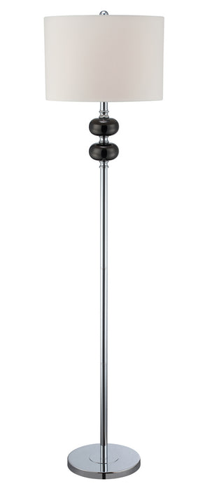 Mistico Floor Lamp in Gun Metal in Chrome with White Fabric Shade, E27, CFL 23W, #DCI