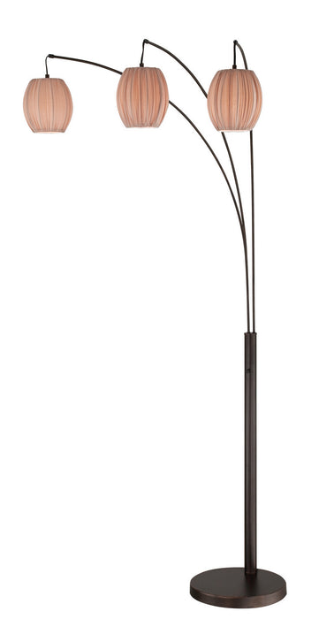Kaden 3-Light Arch Lamp in Copper Bronze-Light Brown Shade, E27 A 60Wx3