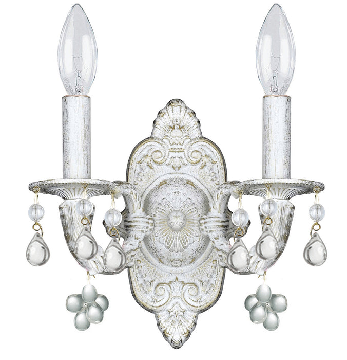 Paris Market 2 Light Wall Mount in Antique White with Clear Crystal