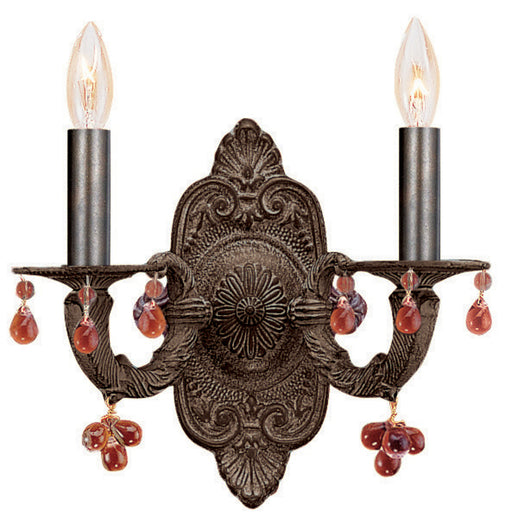 Paris Market 2 Light Wall Mount in Venetian Bronze with Amber Crystal